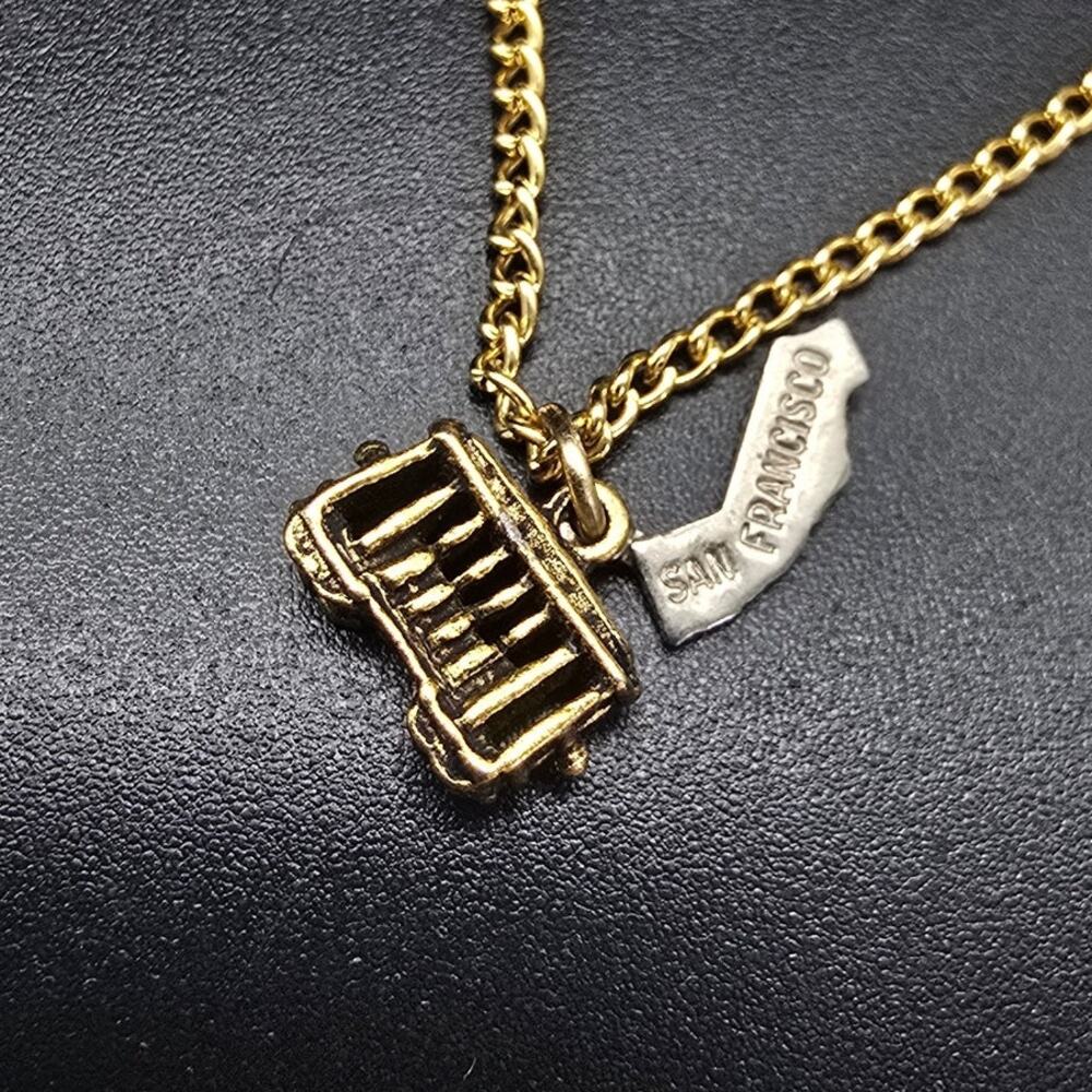 San Francisco Cable Car Pendant Necklace Vintage Souvenir Jewelry